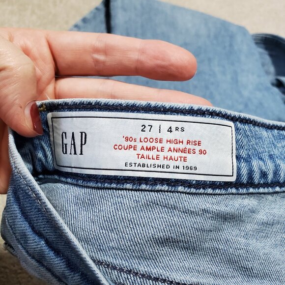 GAP ‘90s Loose High Rise Jeans Straight Leg Distressed Light Wash Women 27 x 29" - Picture 9 of 14